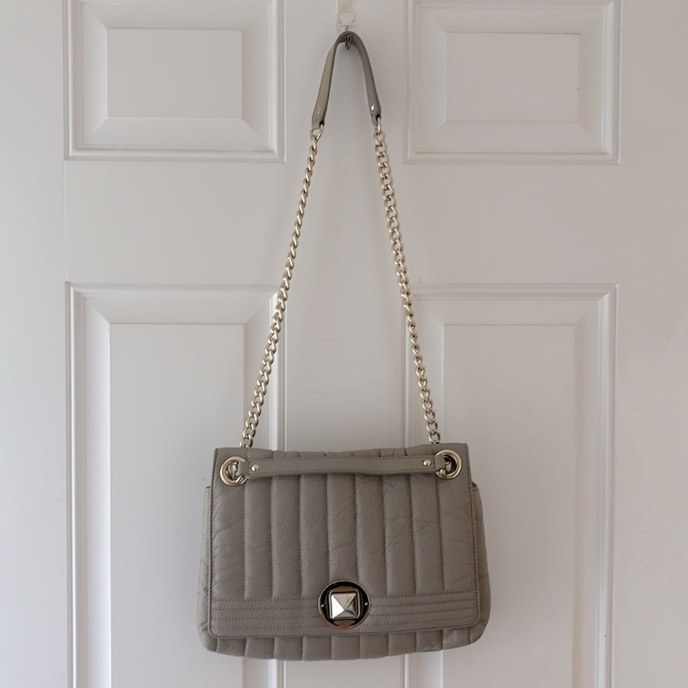GUC Kate Spade Evangeline taupe quilt  leather handbag.